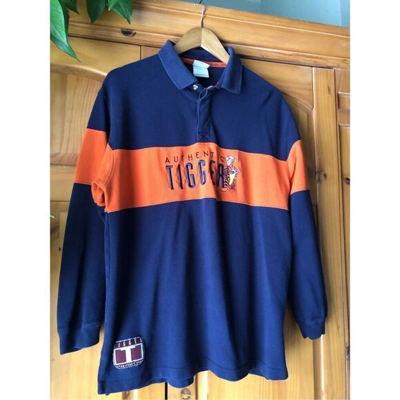 The Disney Store Authentic Tigger Long Sleeve Polo Blue Orange Size L - Picture 2 of 11
